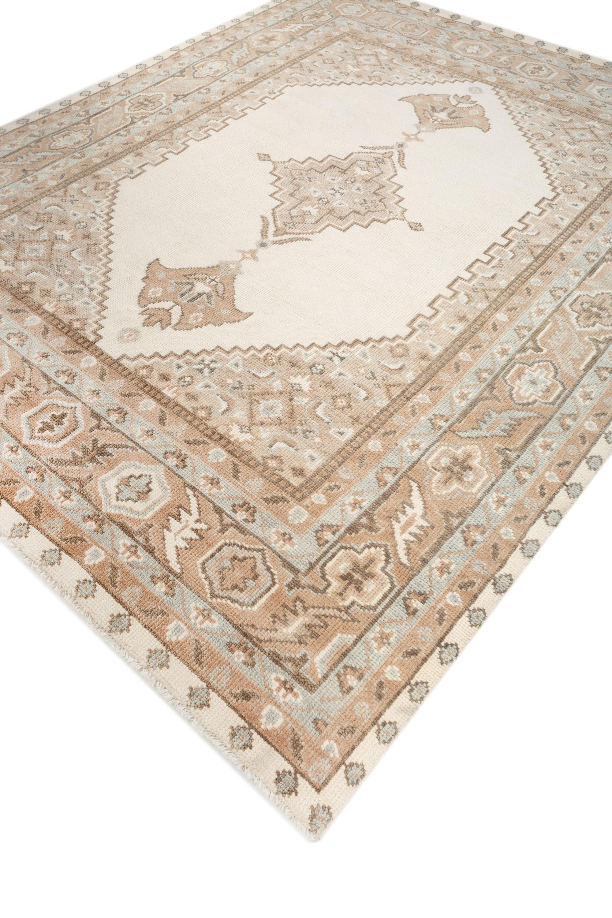 Alfombra anudada a mano Pearly Shores Marfil y Beige 240x300 cm Indio en venta