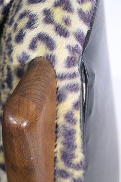 Pearsall Havana Lounge Chair in Faux Cheetah Fur Fabric and Black Vinyl
