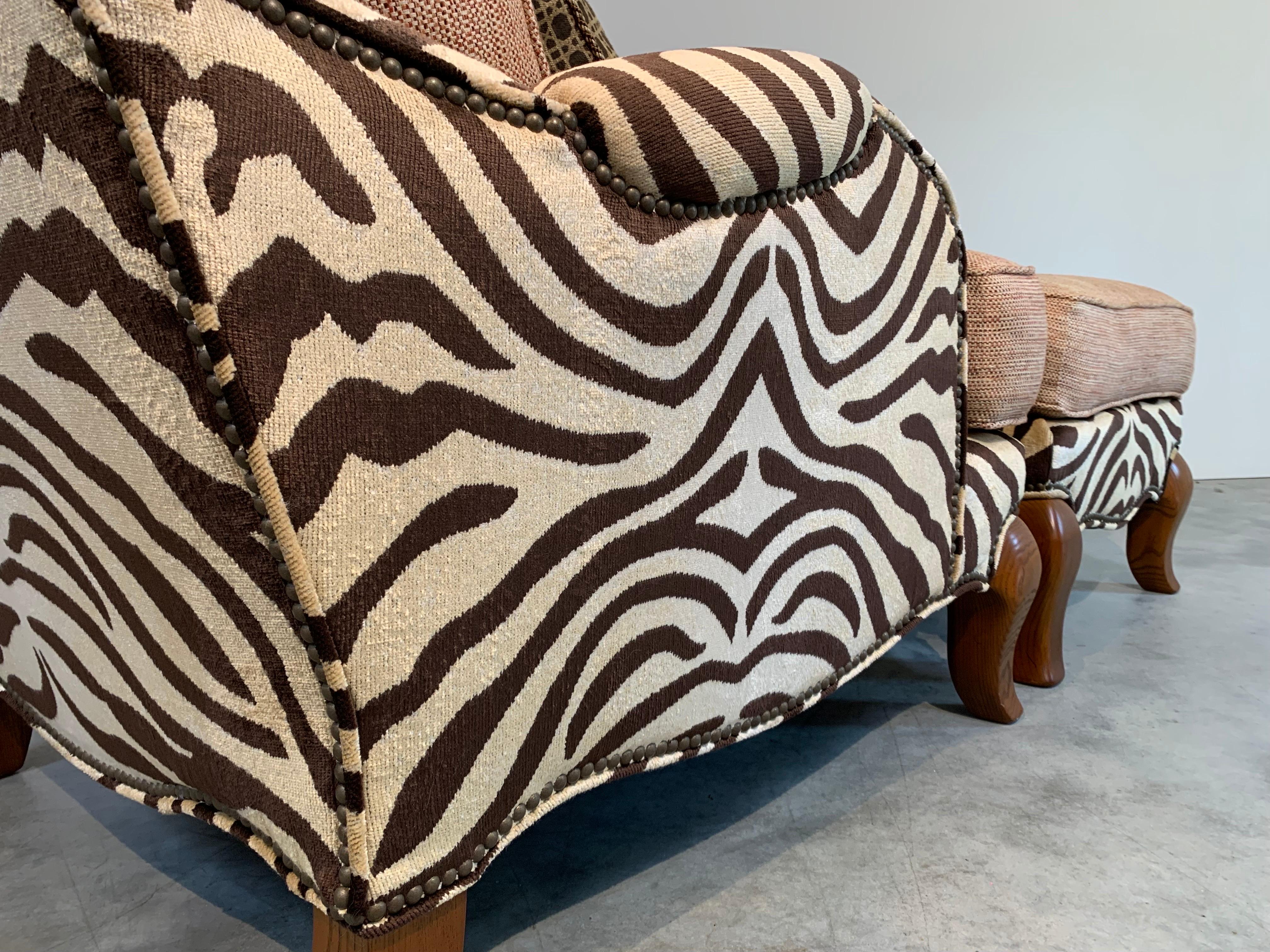 Jeff Zimmerman Style Custom Safari Zebra Bergere Lounge Chair & Ottoman -Pearson 3