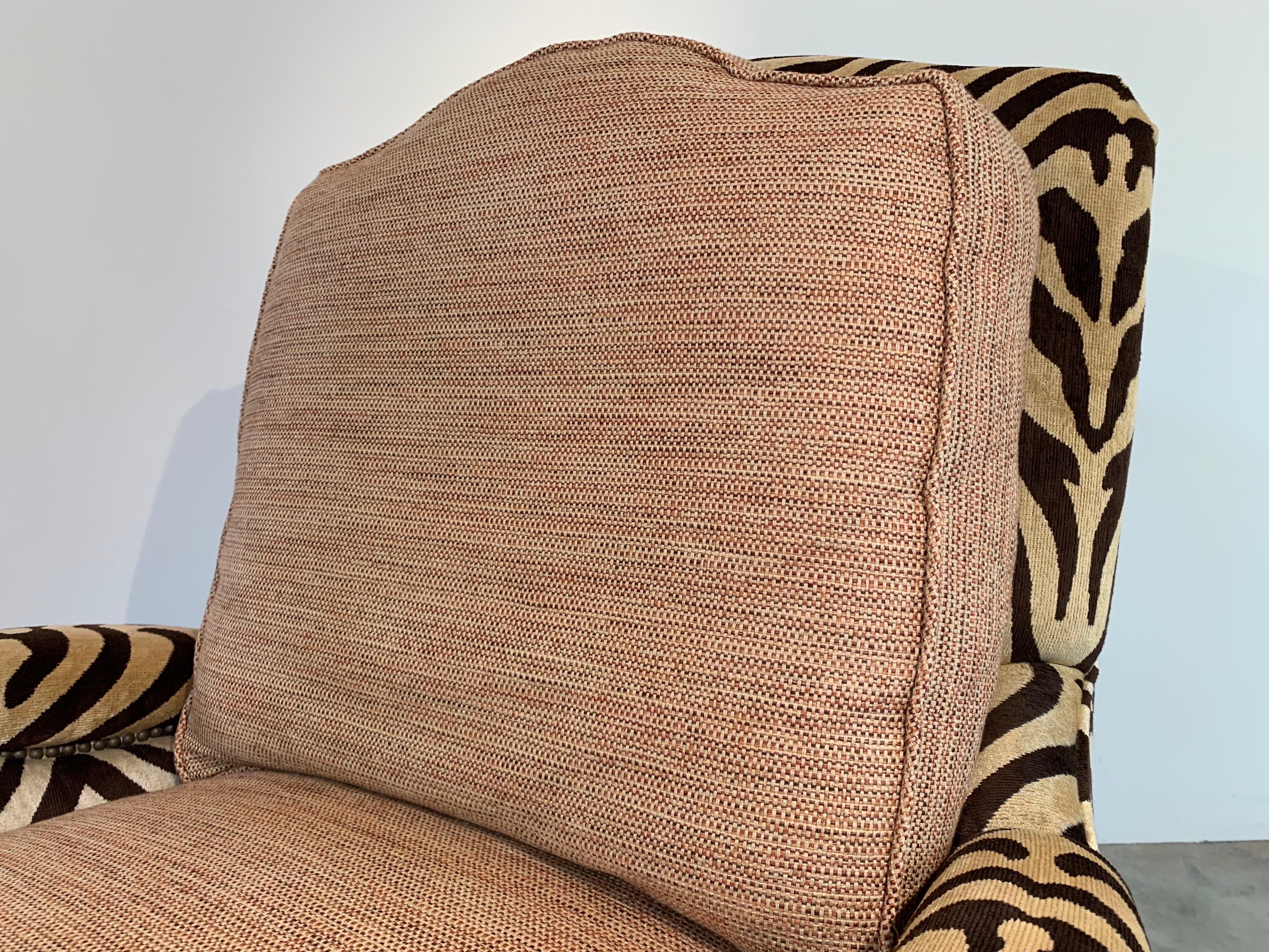 Brass Jeff Zimmerman Style Custom Safari Zebra Bergere Lounge Chair & Ottoman -Pearson