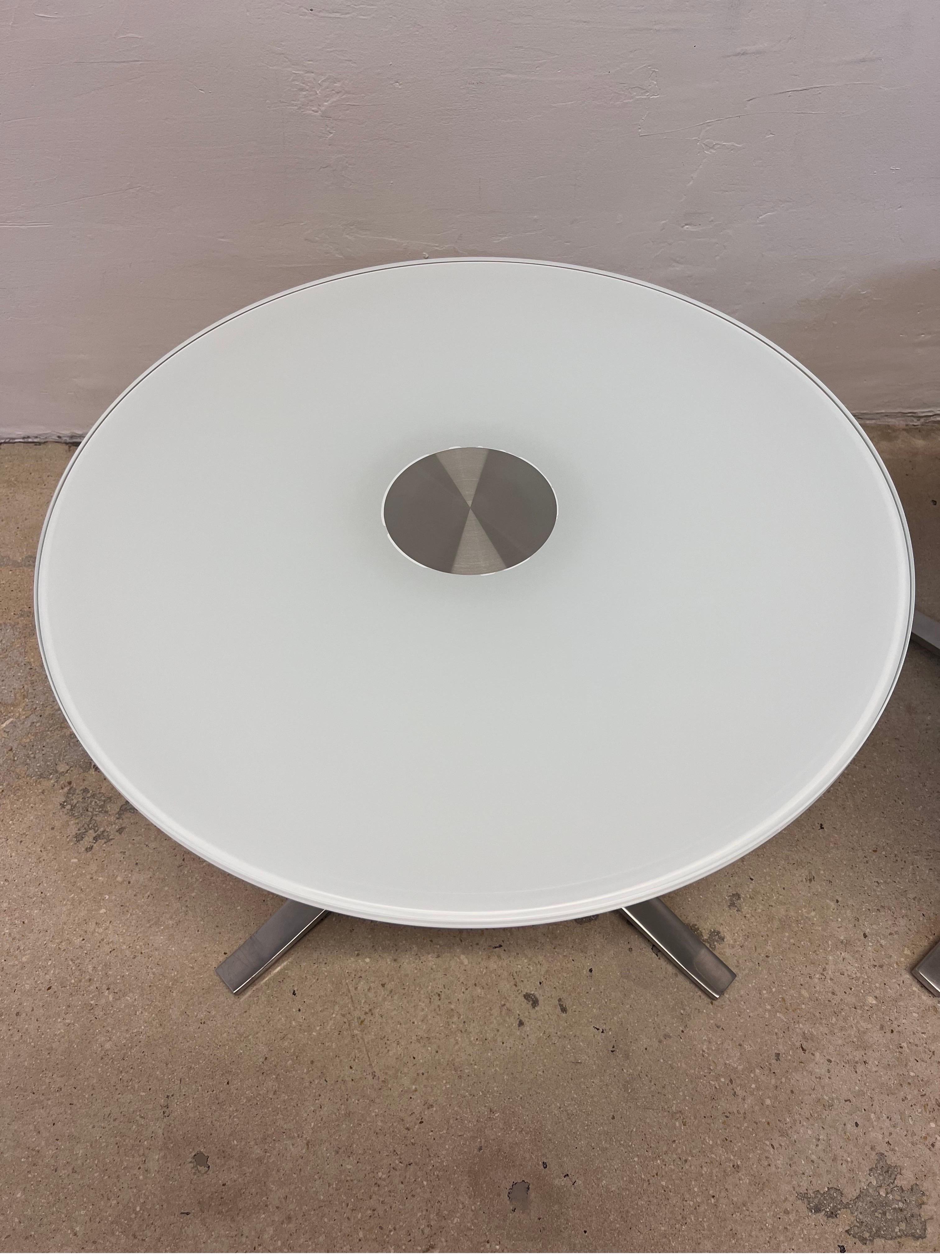 Pearson Lloyd Bob's Side Tables With Round Glass Tops for Coalesse, a Pair For Sale 3