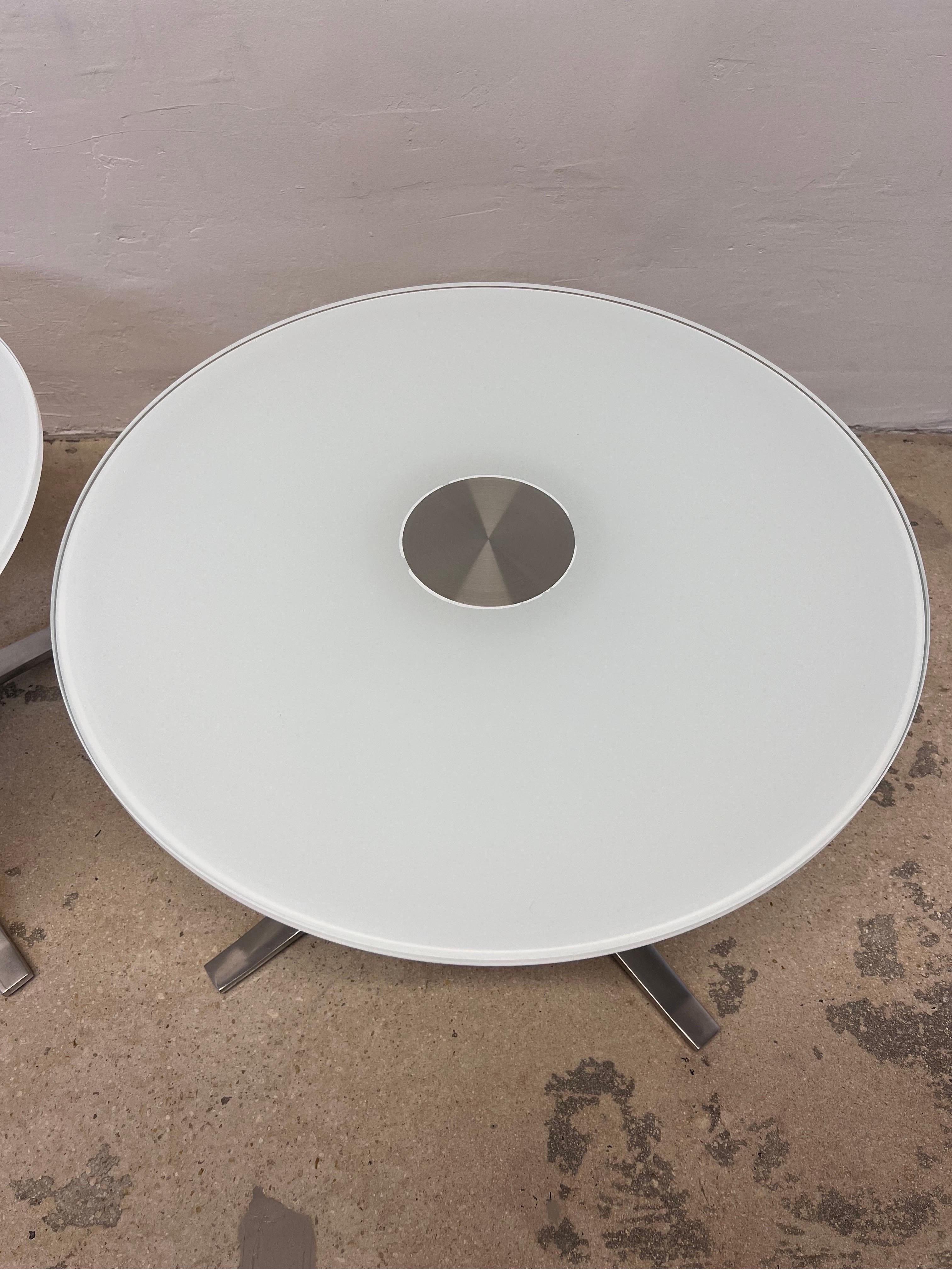 Pearson Lloyd Bob's Side Tables With Round Glass Tops for Coalesse, a Pair For Sale 4