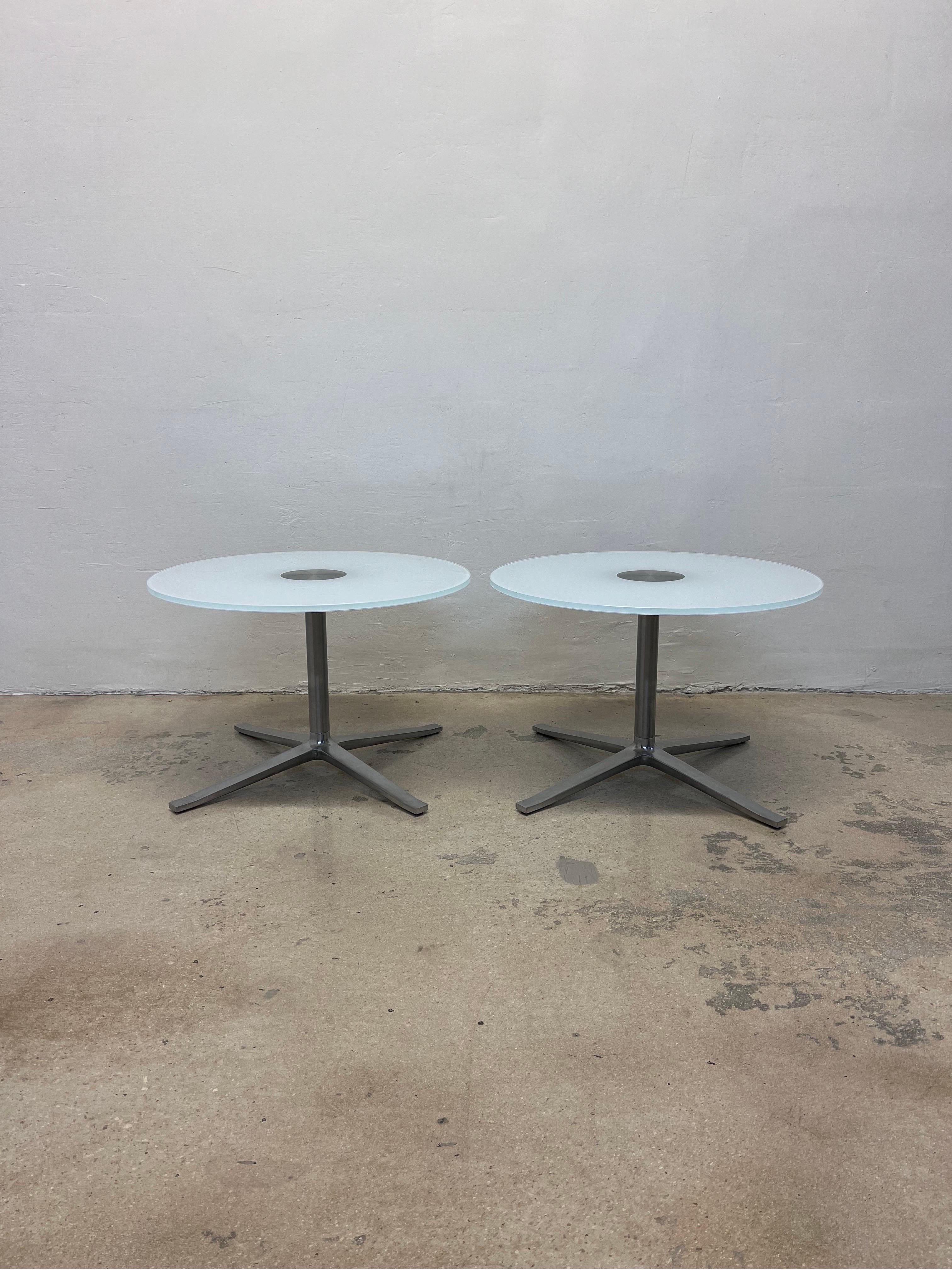 Pearson Lloyd Bob's Side Tables With Round Glass Tops for Coalesse, a Pair For Sale 8
