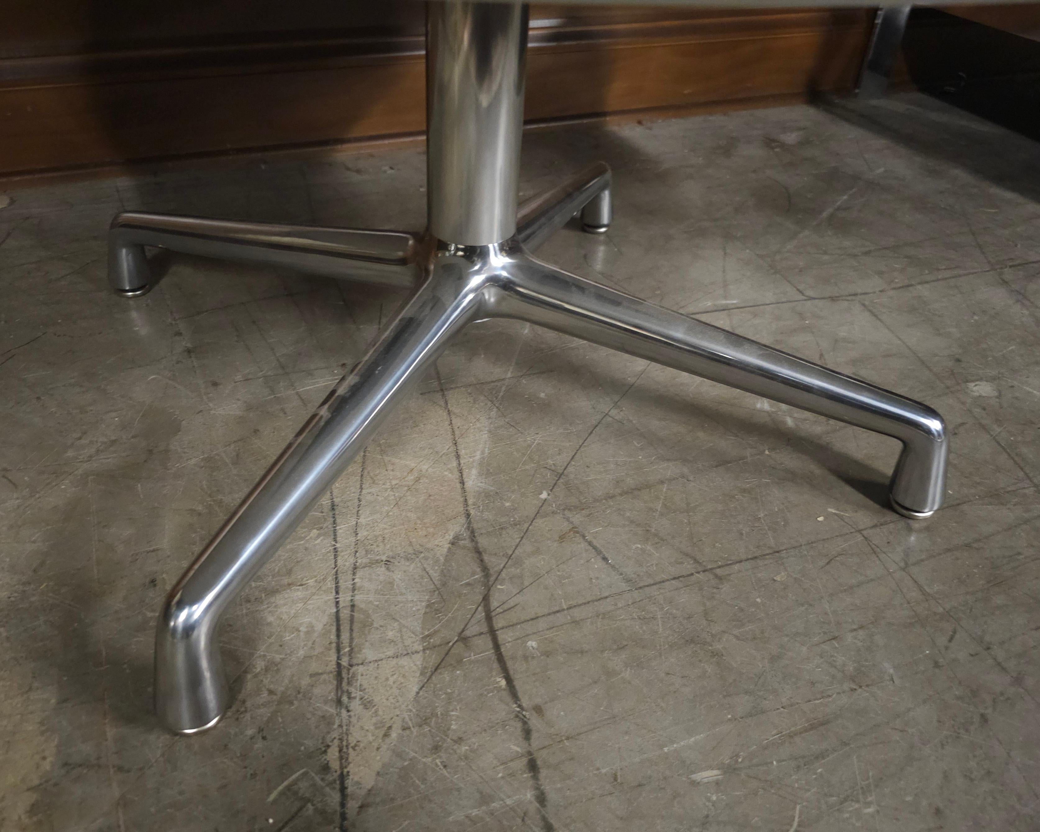 Brushed Pearson Lloyd for Coalesce Modernist Frosted Glass Top and Steel Coffee Table For Sale