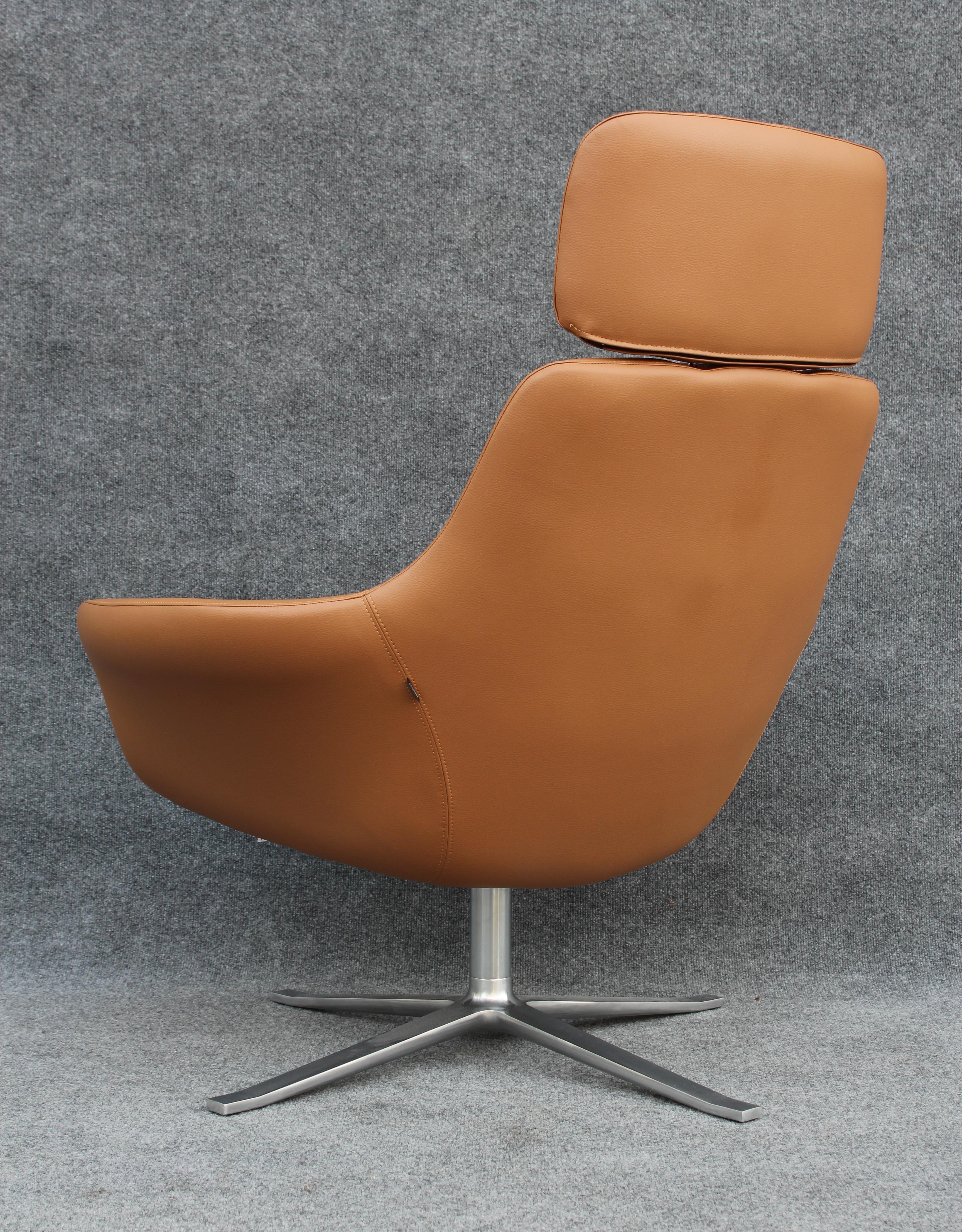 Pearson Lloyd pour Coalesse 'Bob' Lounge Chair & Ottoman en cuir Tan personnalisé  en vente 4