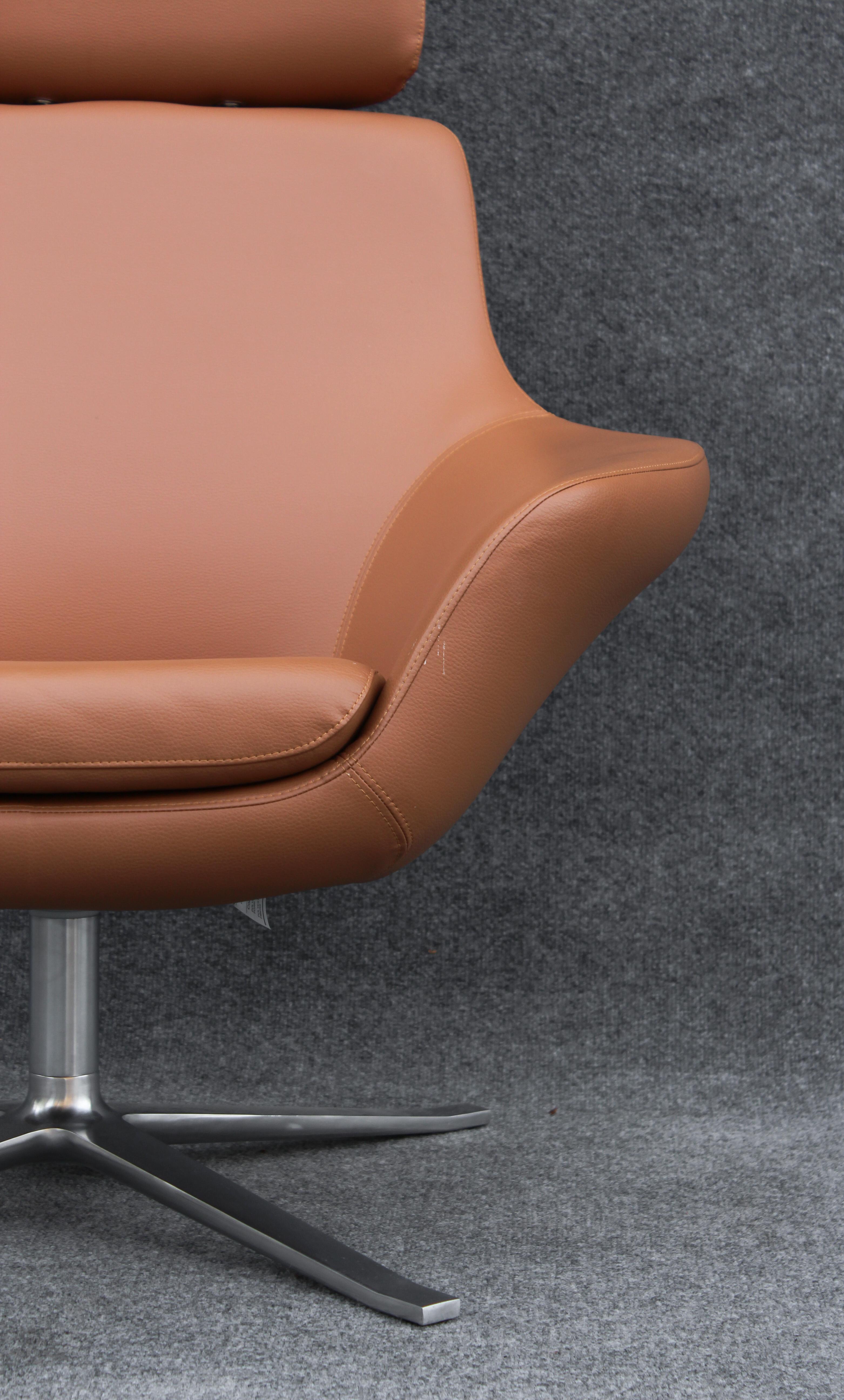 Pearson Lloyd pour Coalesse 'Bob' Lounge Chair & Ottoman en cuir Tan personnalisé  en vente 7