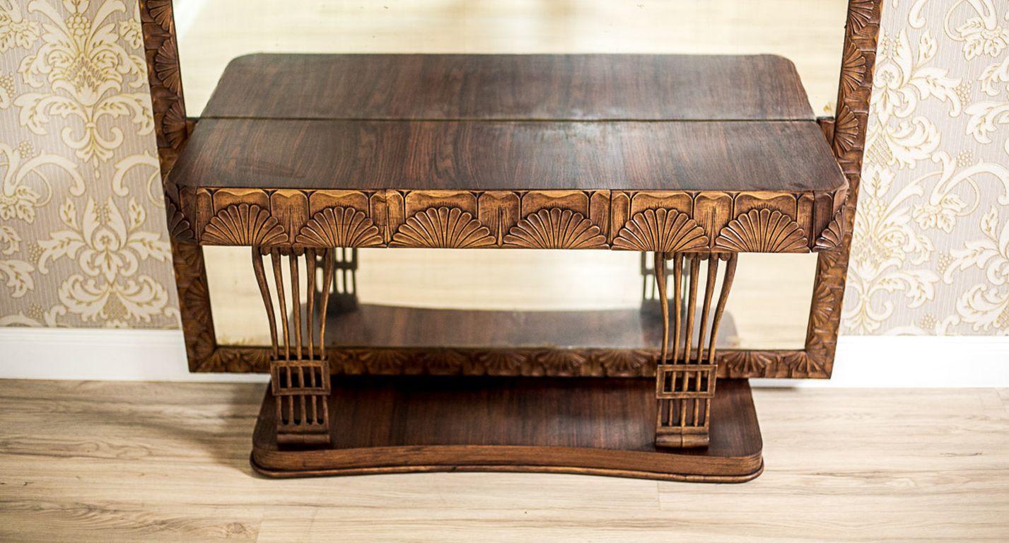 Miroir Table de toilette Art Nouveau en poirier avec miroir Circa 1910 en vente