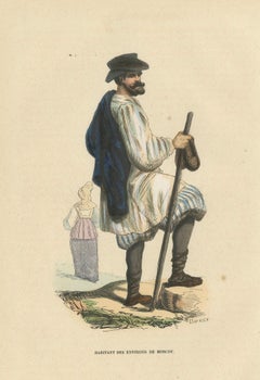 Contadino dei dintorni di Mosca, litografia colorata a mano, 1845 ca.