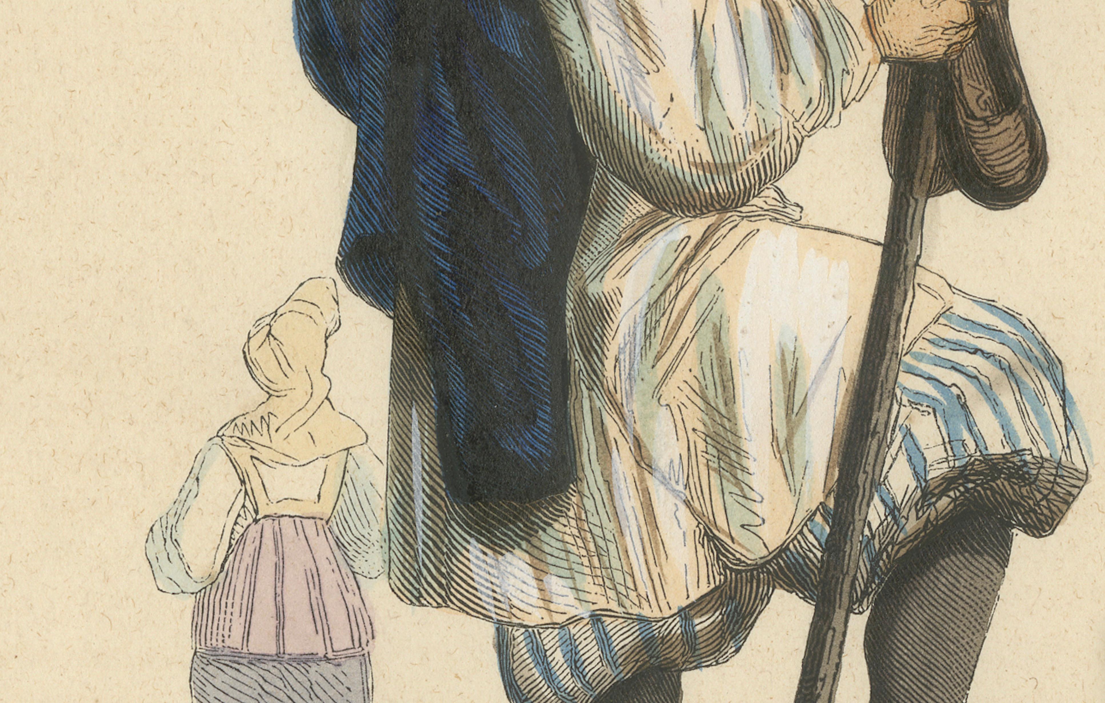 Peasant from the Environs of Moscow, Hand-Coloured Lithograph, c.1845