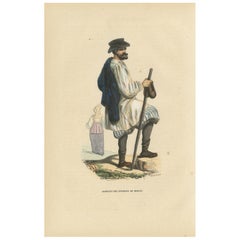 Peasant from the Environs of Moscow, Hand-Coloured Lithograph, c.1845