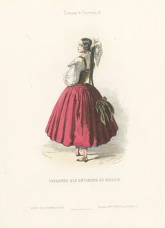 Peasant Woman from the Environs of Madrid – Hand-Colored Lithograph, c.1845