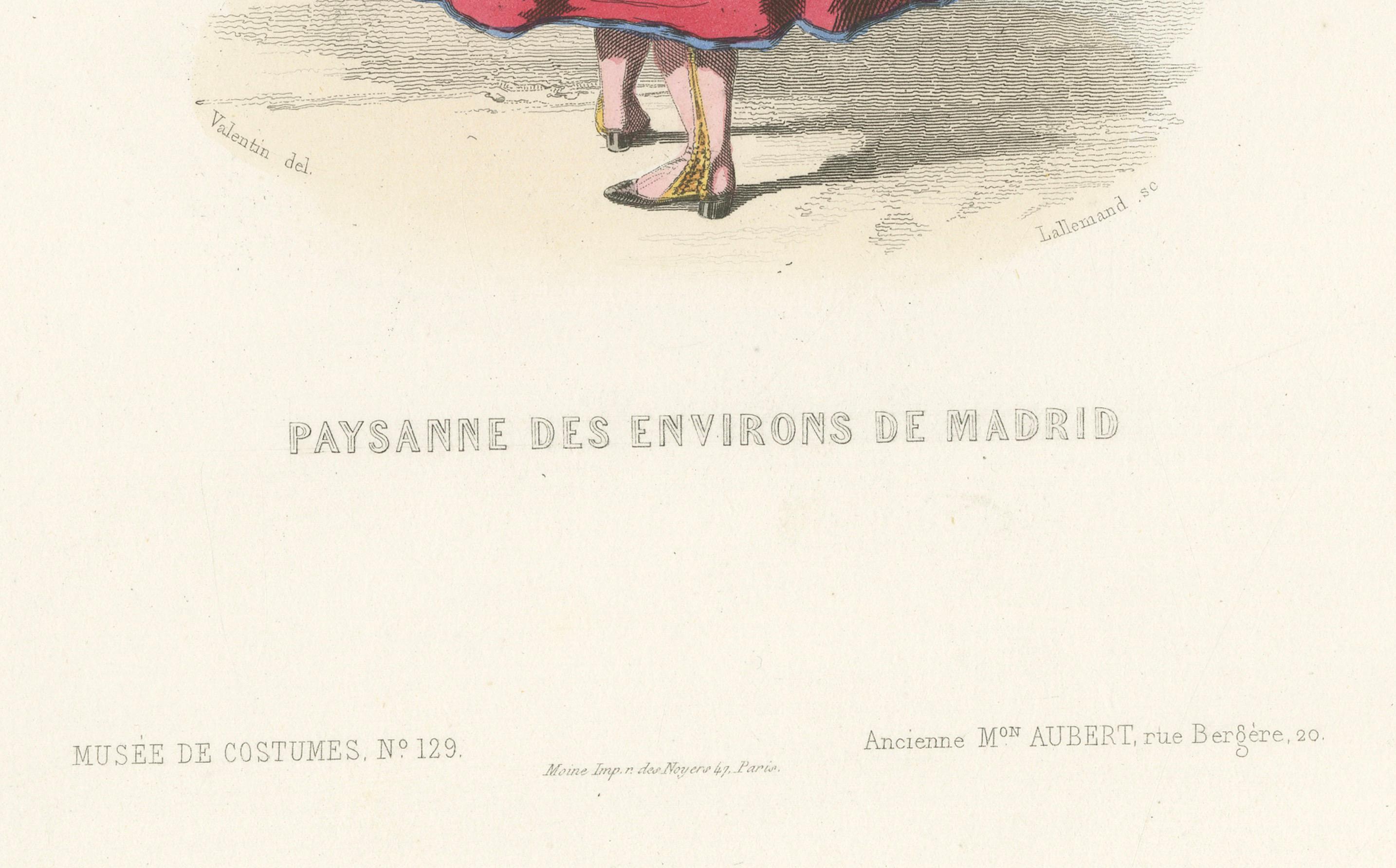 Bäuerin aus dem Umland von Madrid - Handkolorierte Lithographie, um 1845 (Graviert) im Angebot