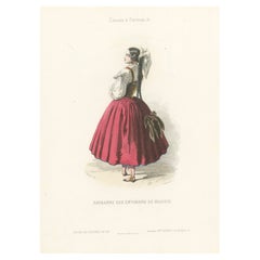 Bäuerin aus dem Umland von Madrid - Handkolorierte Lithographie, um 1845