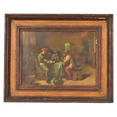 "Peasants Playing Cards" Reproduction Oil Painting by Adriaen Brouwer