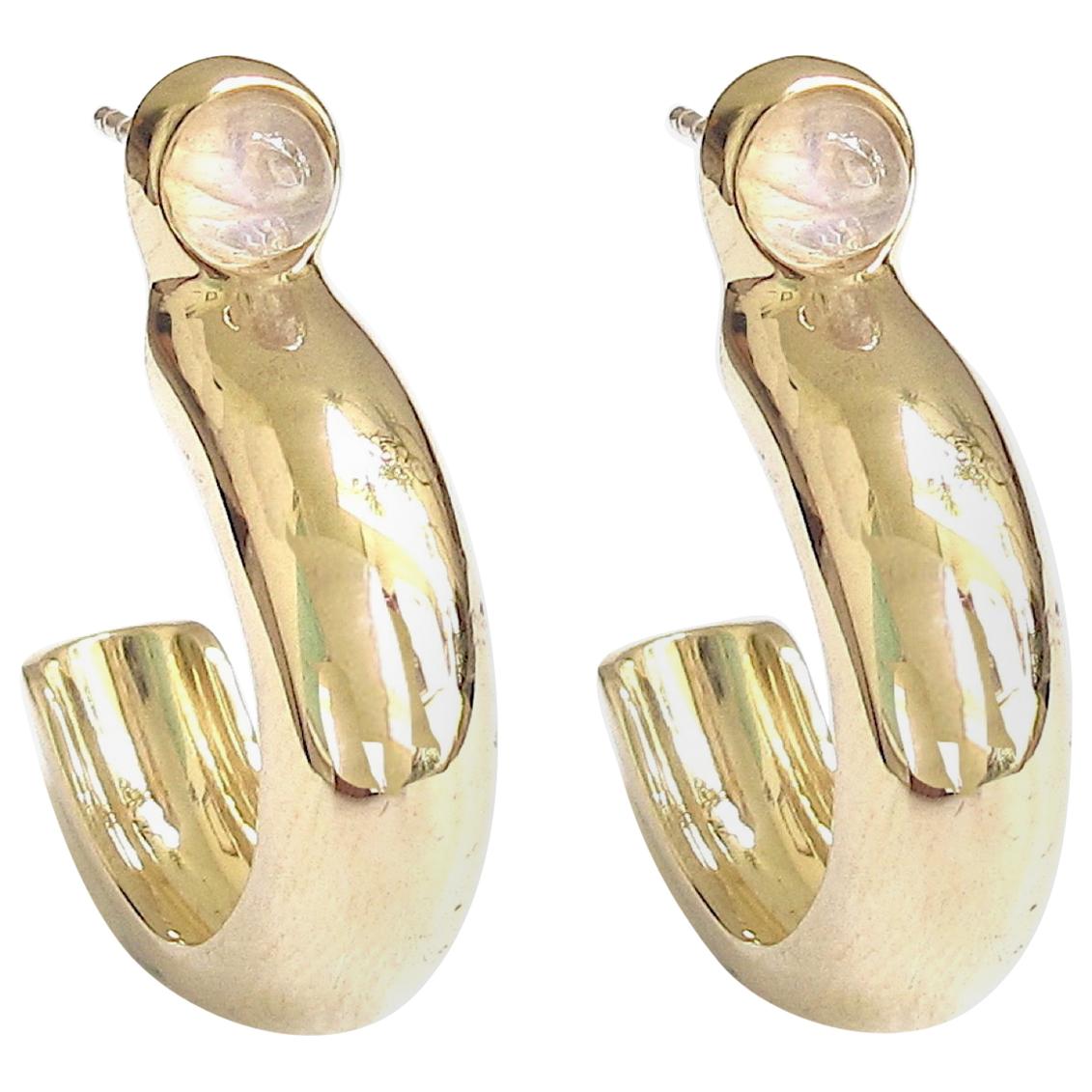 Jacqueline Rose Pebble 14 Karat Gold Plate Cabochon Earrings For Sale