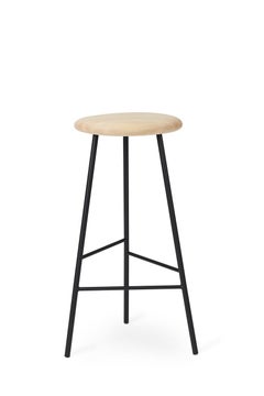 Pebble Bar Stool Large Oiled ash Black Noir by Warm Nordic