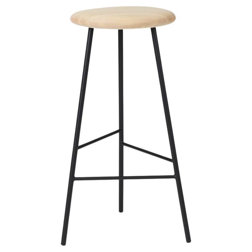 Pebble Bar Stool Large Oiled ash Black Noir by Warm Nordic For Sale
