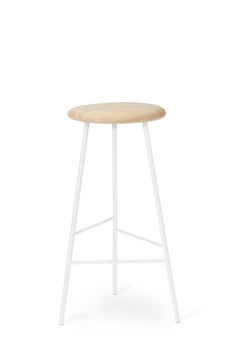 Pebble Bar Stool Large Oiled Ash Pure White by Warm Nordic