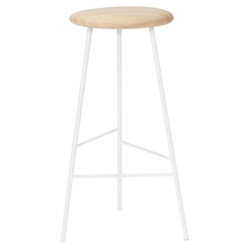 Pebble Bar Stool Large Oiled Ash Pure White by Warm Nordic For Sale