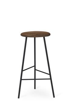 Pebble Bar Stool Large Smoked Oak Black Noir by Warm Nordic