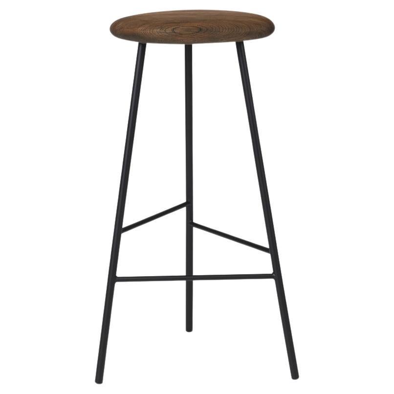 Pebble Bar Stool Large Smoked Oak Black Noir by Warm Nordic For Sale