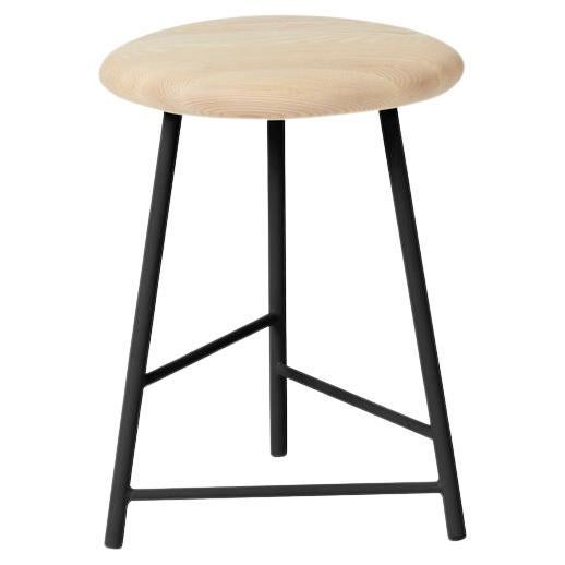 Pebble Bar Stool Small Oiled Ash Black Noir by Warm Nordic For Sale
