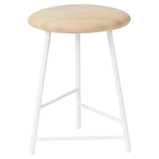 Pebble Bar Stool Small Oiled Ash Pure White by Warm Nordic For Sale