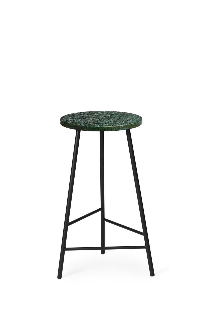 Pebble bar stool small re-plast black noir by Warm Nordic
Dimensions: D 38 x H 65 cm
Material: Re-Plast, Black noir powder coated steel.
Weight: 7 kg
Also available in different colors and finishes.

Light stools and bar stools with