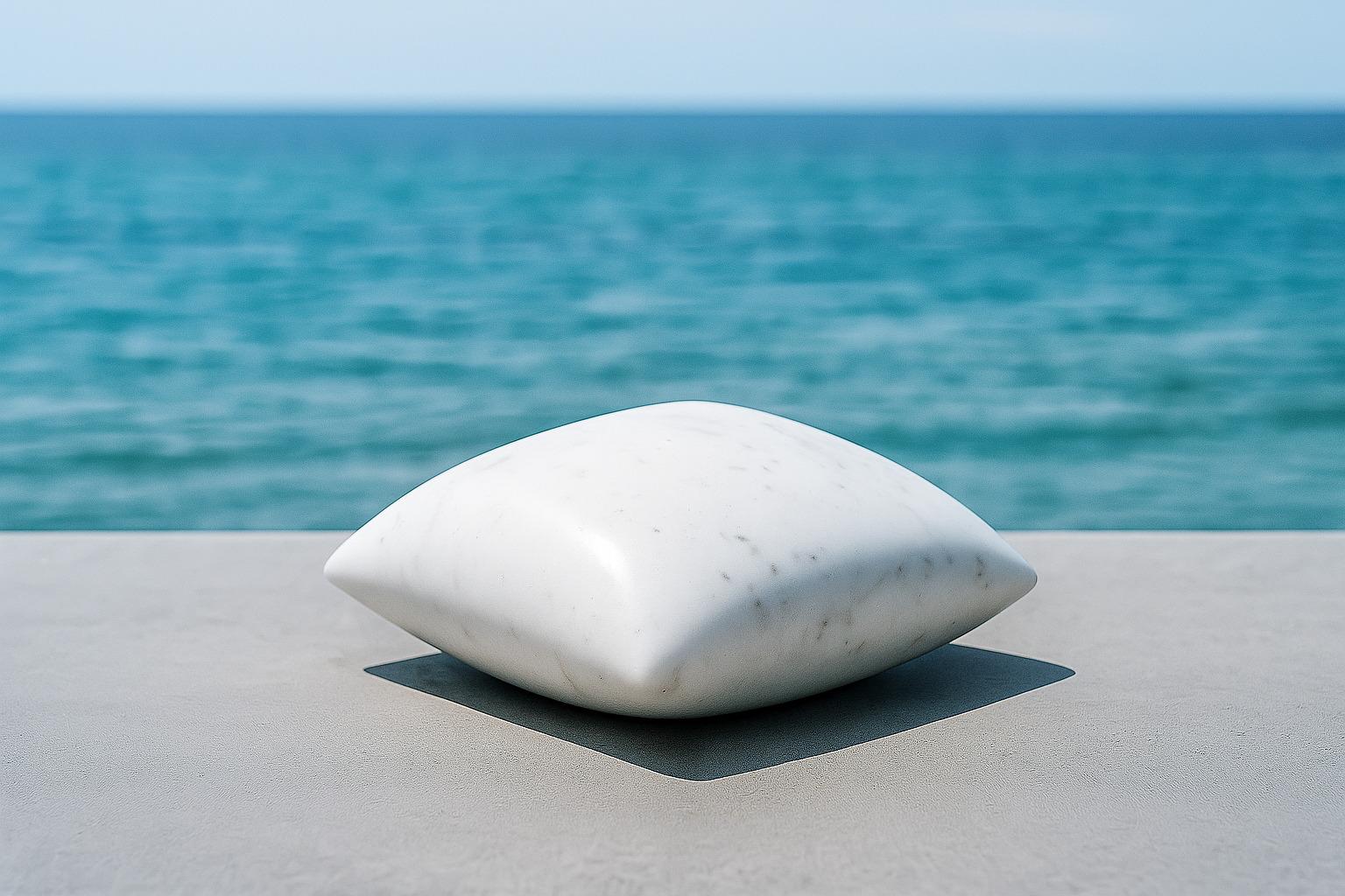 Greek Pebble Black Marble Meditative Cushion by On.Entropy Ideal as a Desk Accessory For Sale