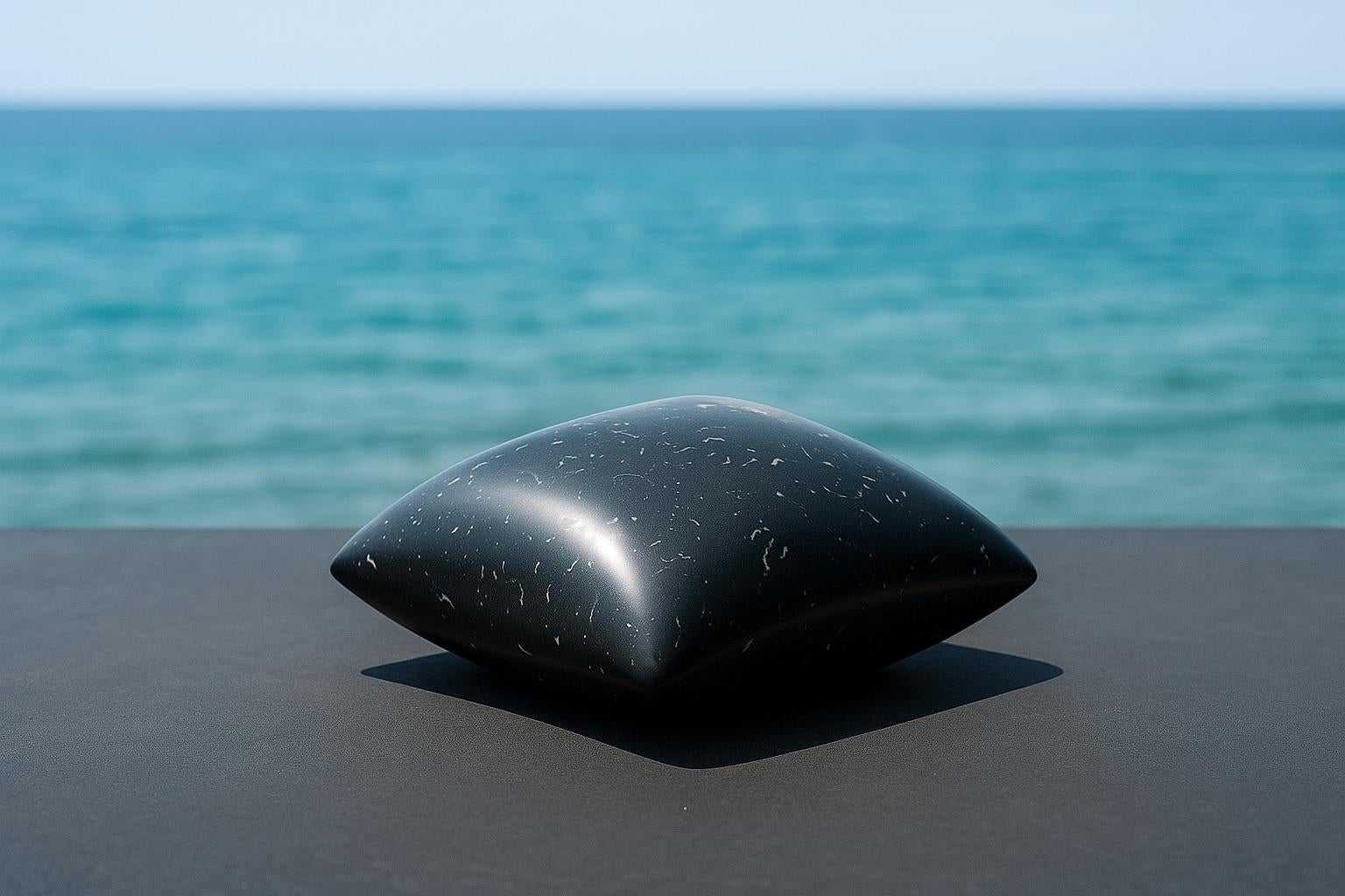 Modern Pebble Black Marble Meditative Cushion by On.Entropy Ideal as a Desk Accessory For Sale