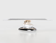 Pebble Dining Table Glass Top by Workshop Gaea: Hand-Crafted Glass & Bronze
