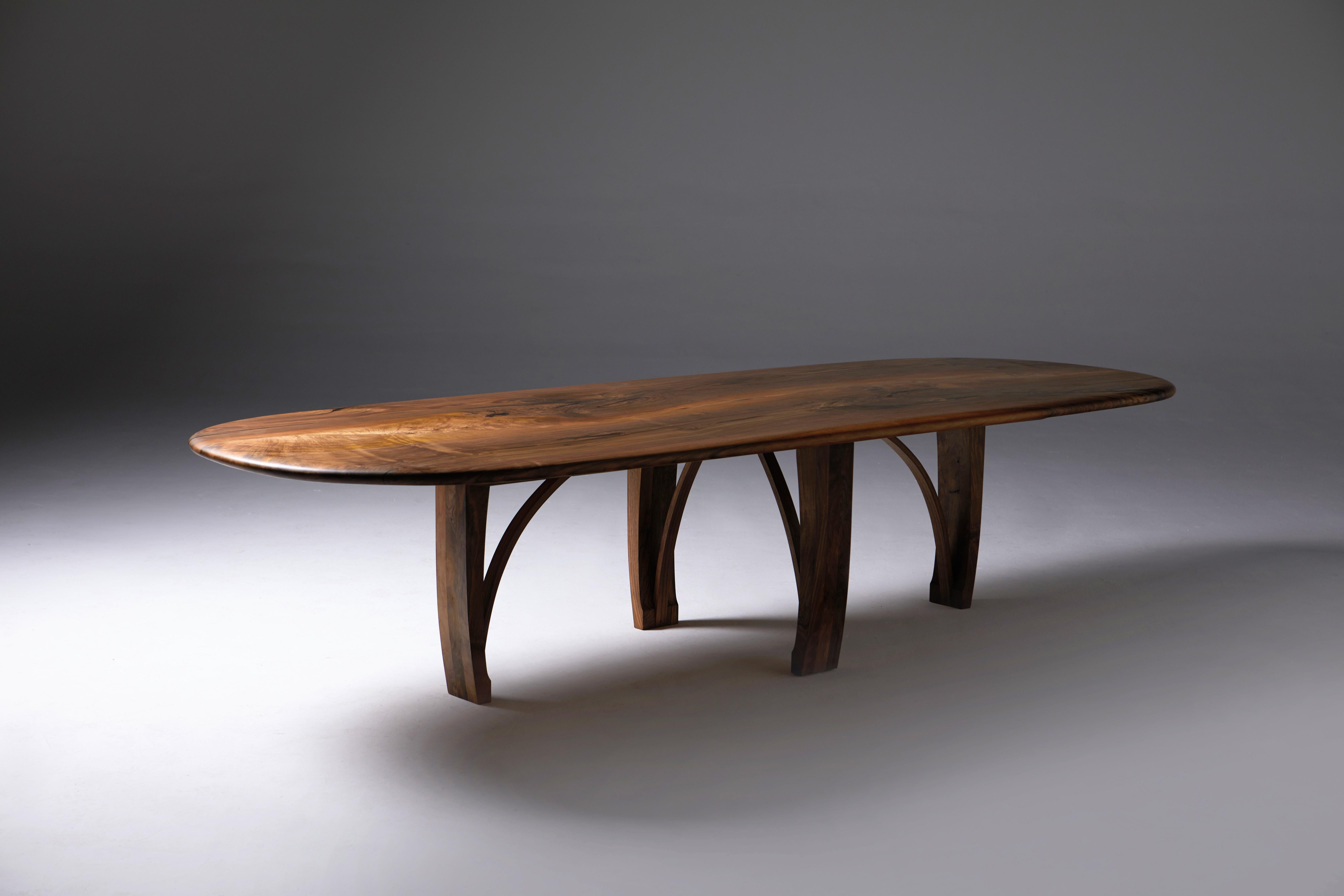 Hand-Crafted Pebble Edge English Walnut Dining oval Table by Jonathan Field For Sale
