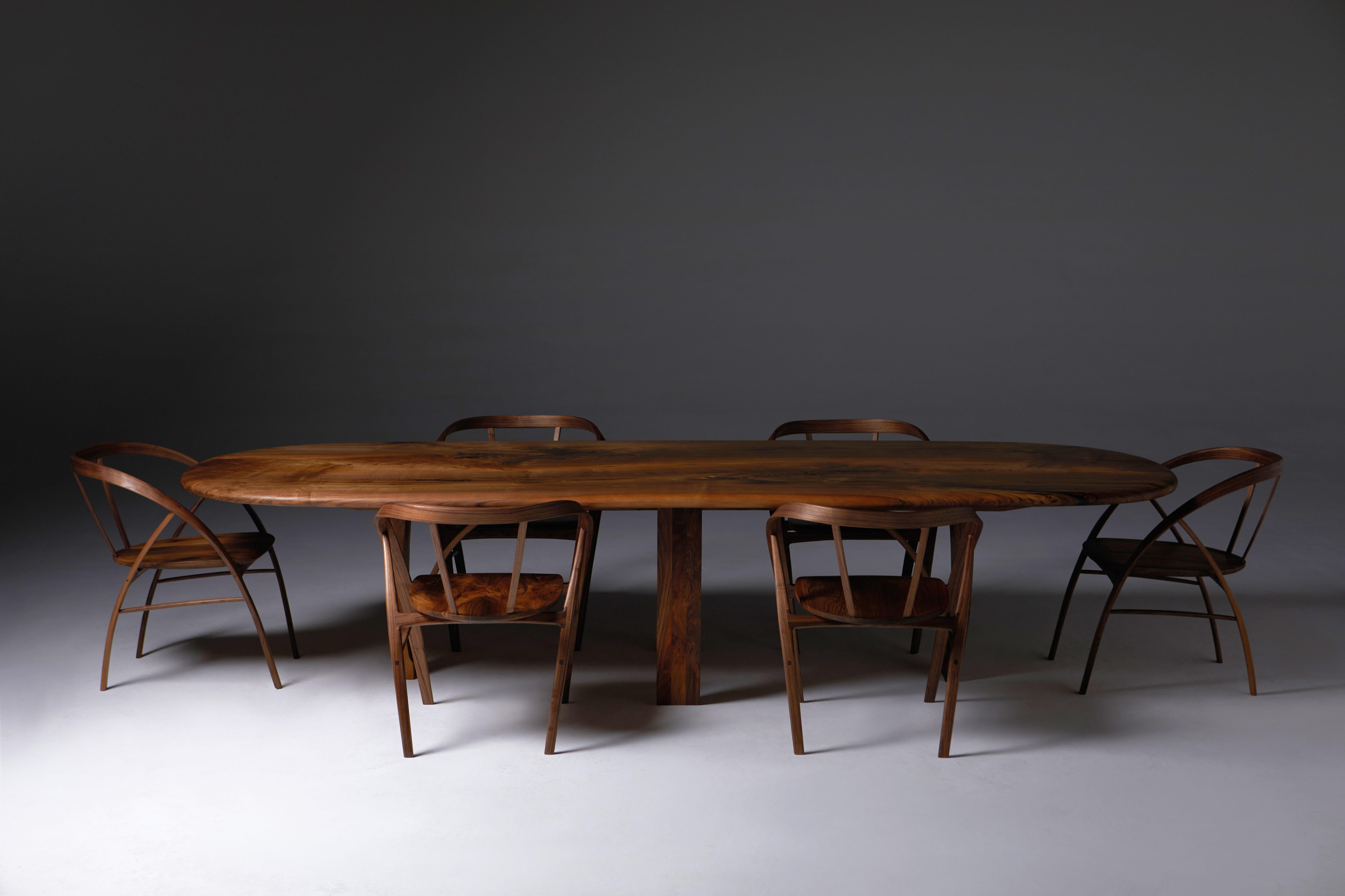 Modern Pebble Edge English Walnut Dining oval Table by Jonathan Field For Sale