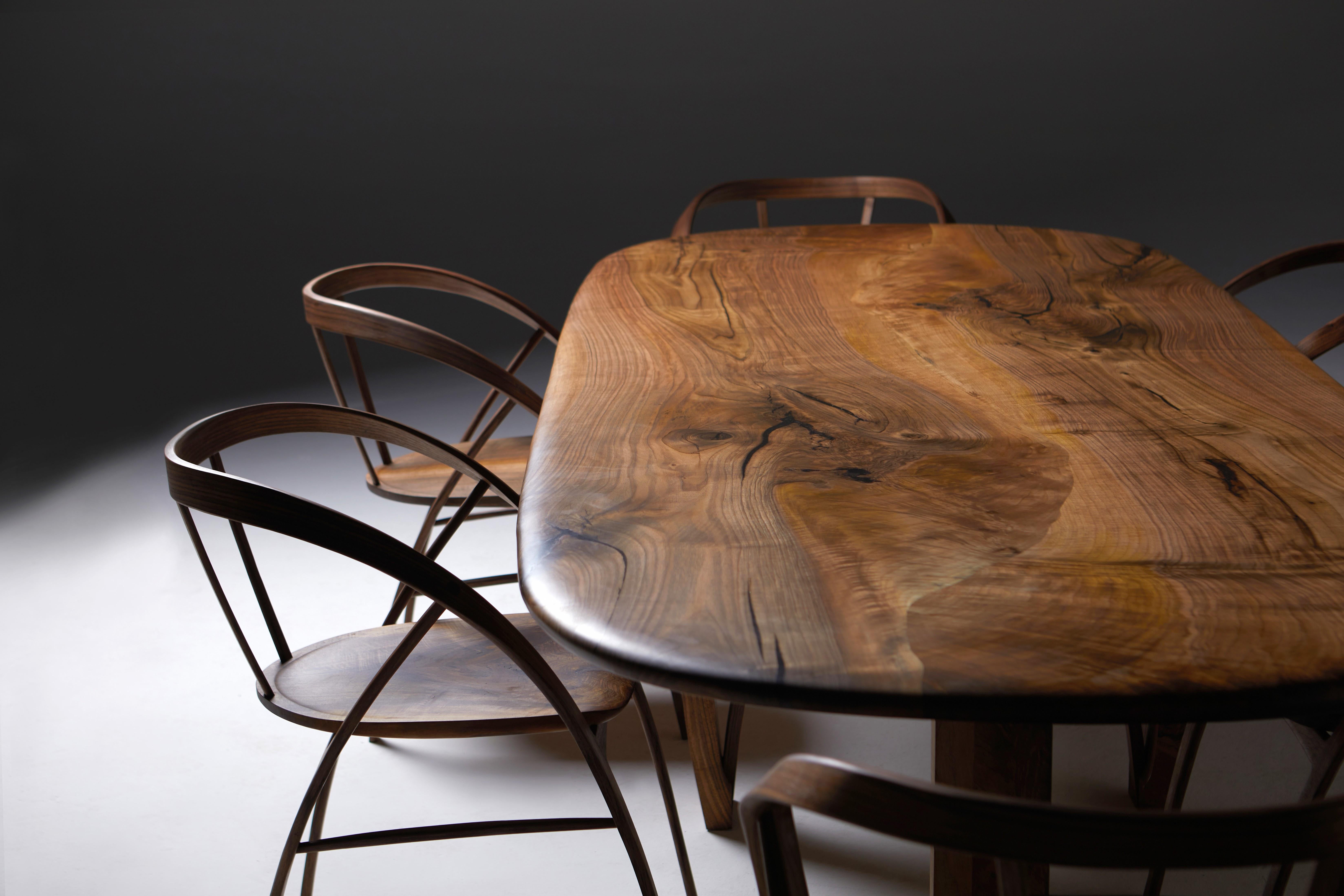 Contemporary Pebble Edge English Walnut Dining oval Table by Jonathan Field For Sale