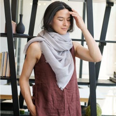 Pebble Gray Soft Classic Artisanal Handwoven Large Pure Linen Scarf