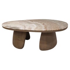 Pebble Low Coffee Table in Pine Wood and Onyx Top, André Fu Living