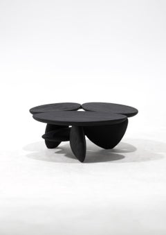 Pebble low table, Rough Black Wood Finishing