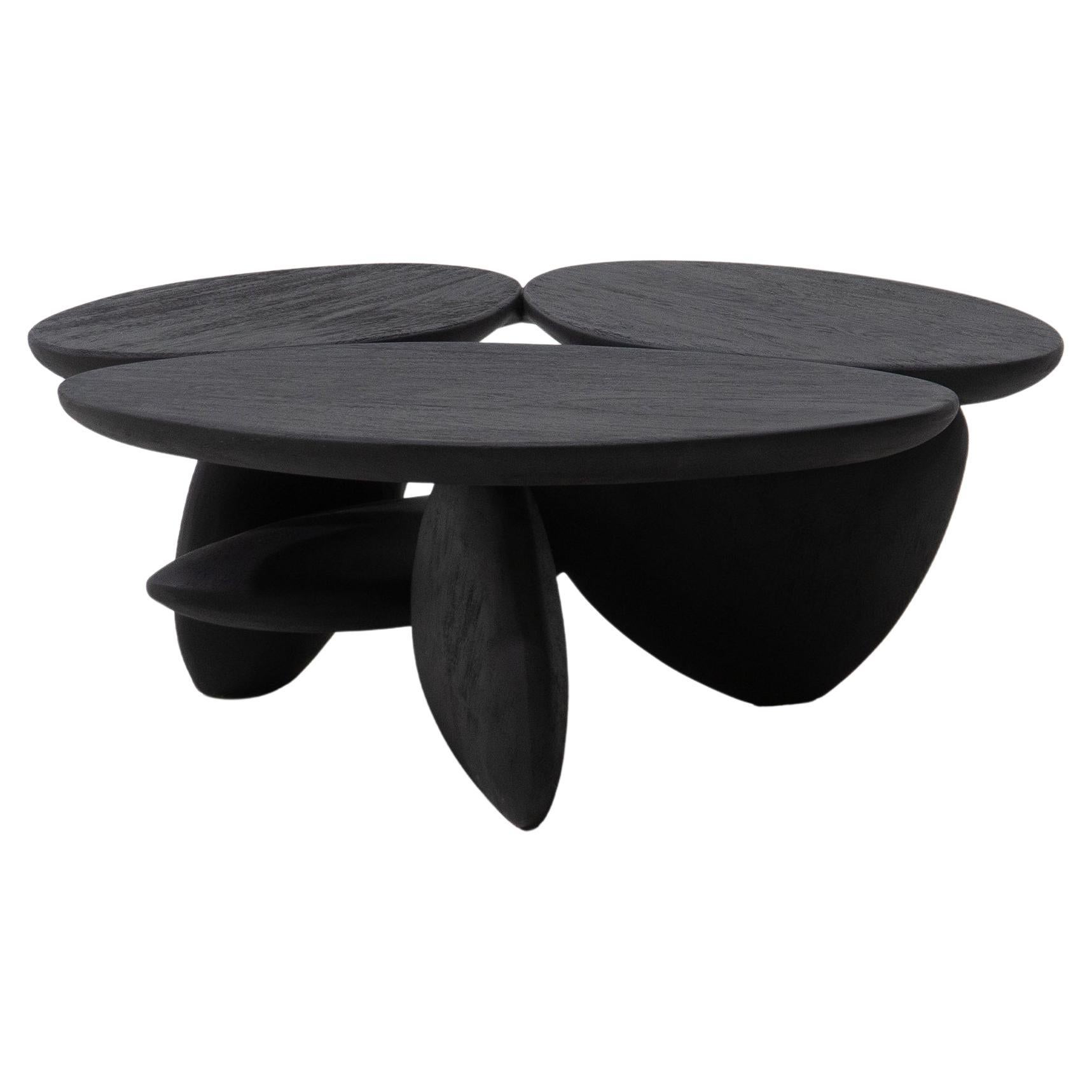 Pebble low table, Rough Black Wood Finishing