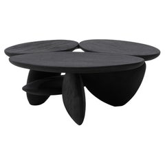 Pebble low table, Rough Black Wood Finishing