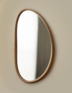 Organic Wall Mirror, Wooden Bent-Laminated 'Pebble Mirror' by Soo Joo