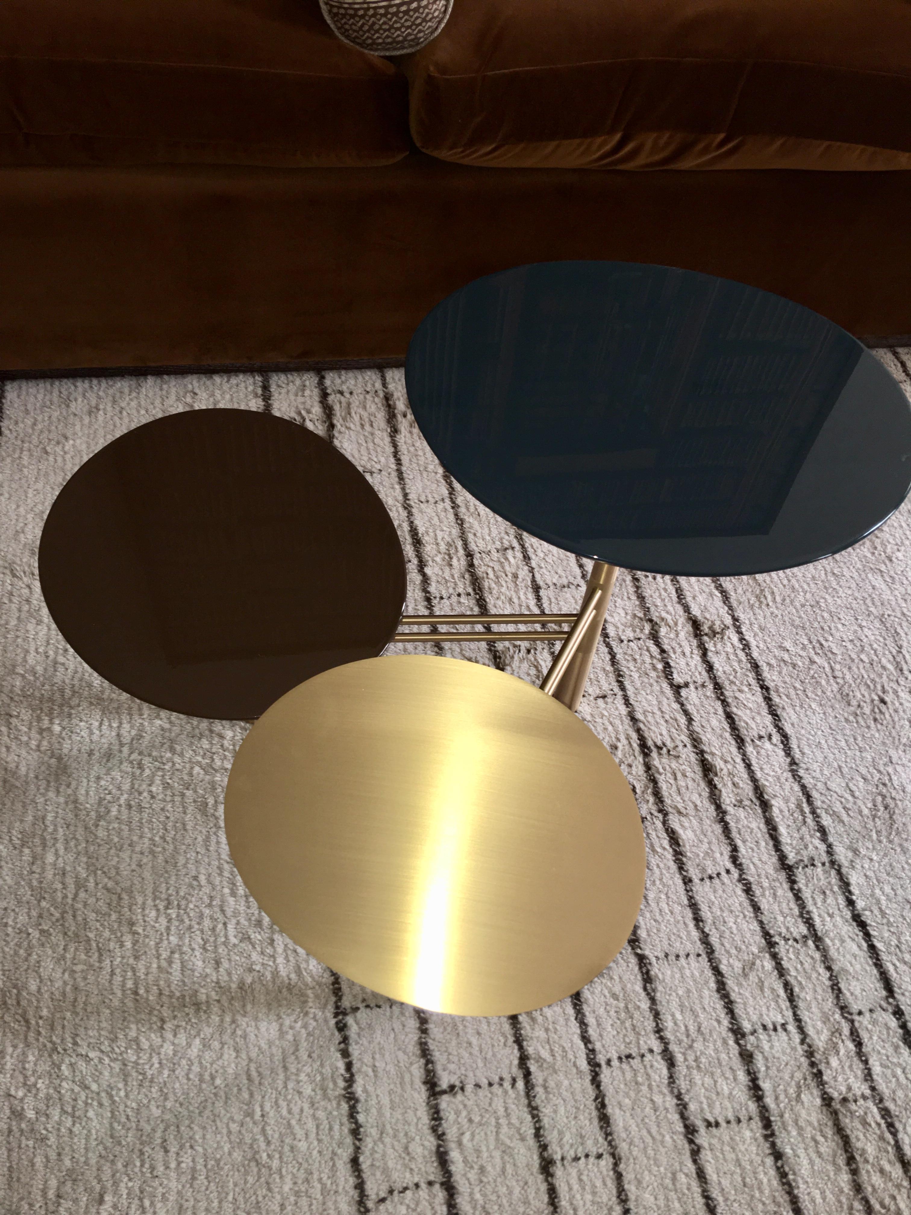 Brass Pebble Side Table by Nada Debs For Sale