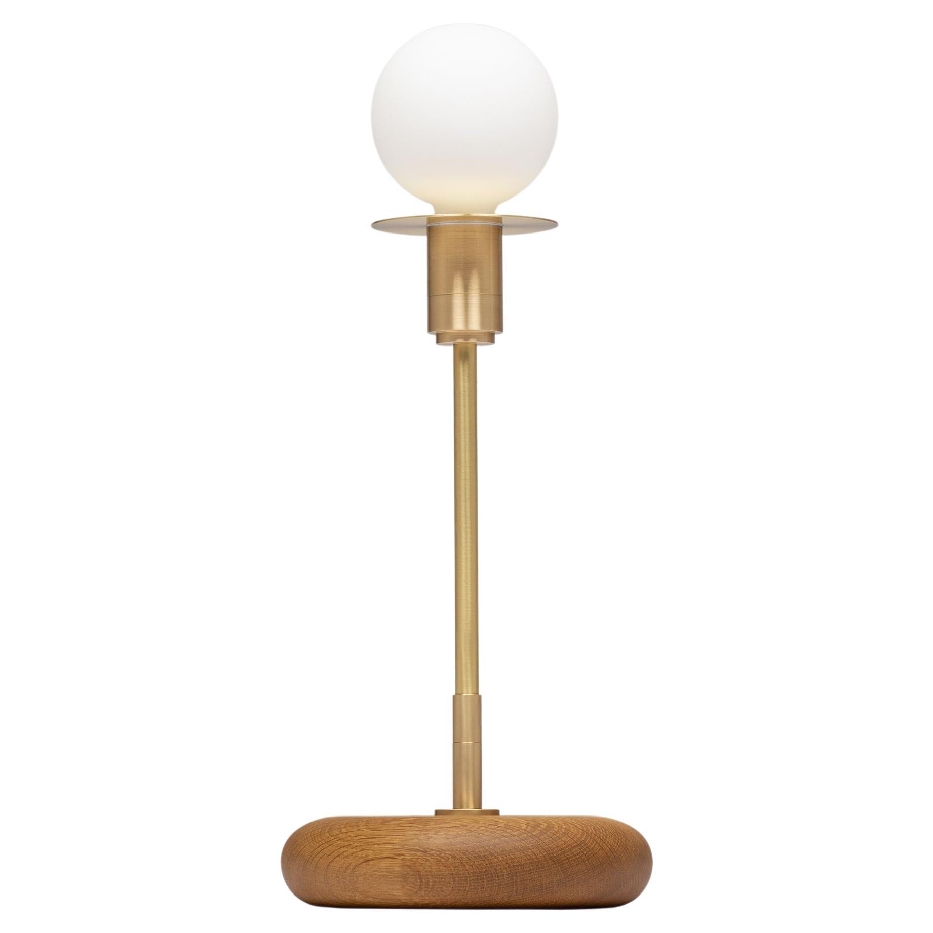 Pebble Smoked Oak Disc Sphere Table Lamp by Lights of London For Sale