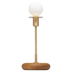 Pebble Smoked Oak Disc Sphere Table Lamp by Lights of London