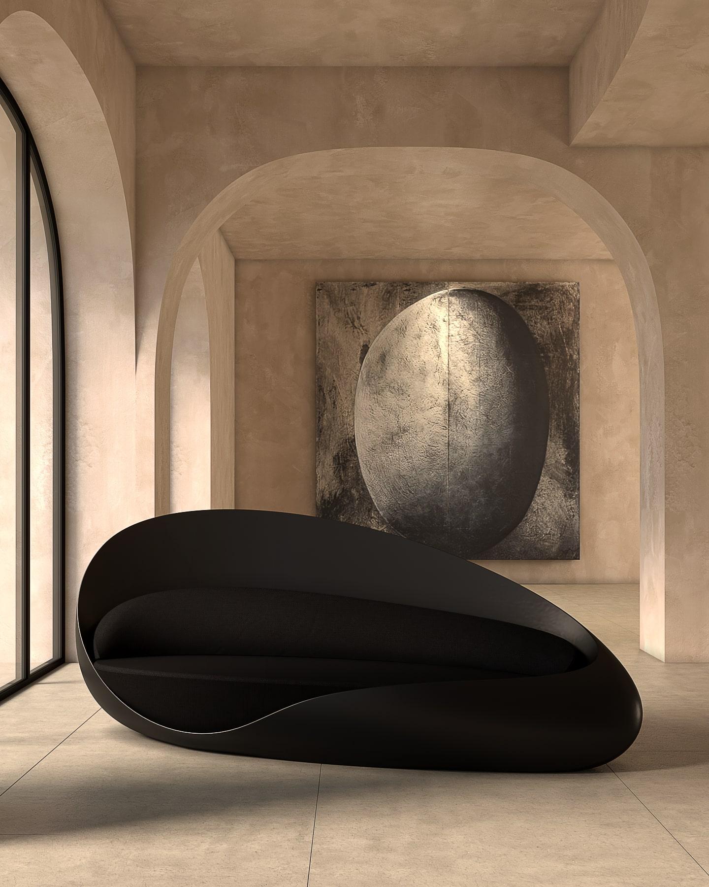 Divano Pebble Made-to-Order in fibra di vetro scultorea con cuscini in peluche in vendita 1