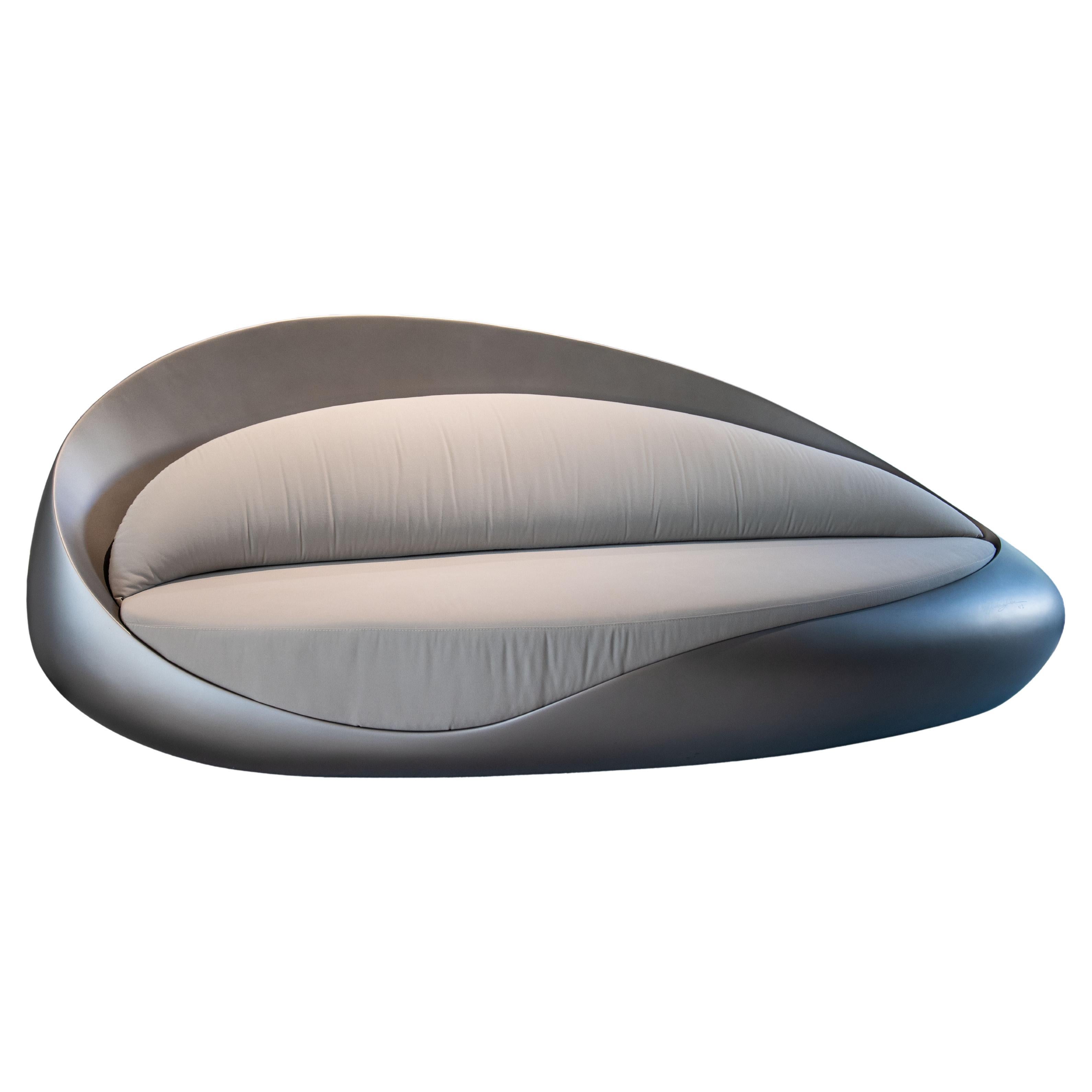 Made-to-Order Pebble Sofa in Sculptural Fiberglass with Plush Cushions