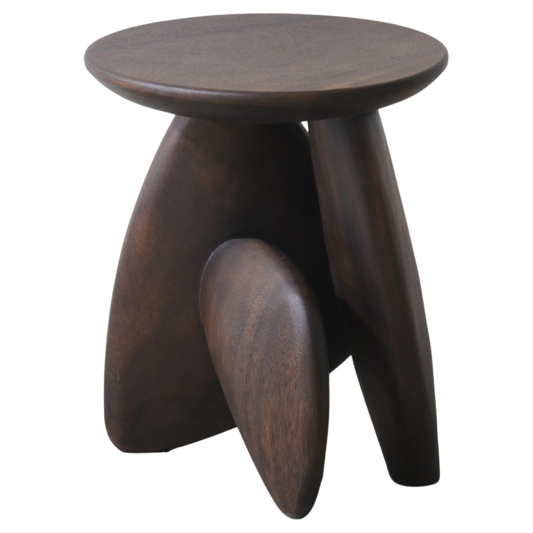 Pebble Stool Type 01, Natural Dark Acacia Wood For Sale