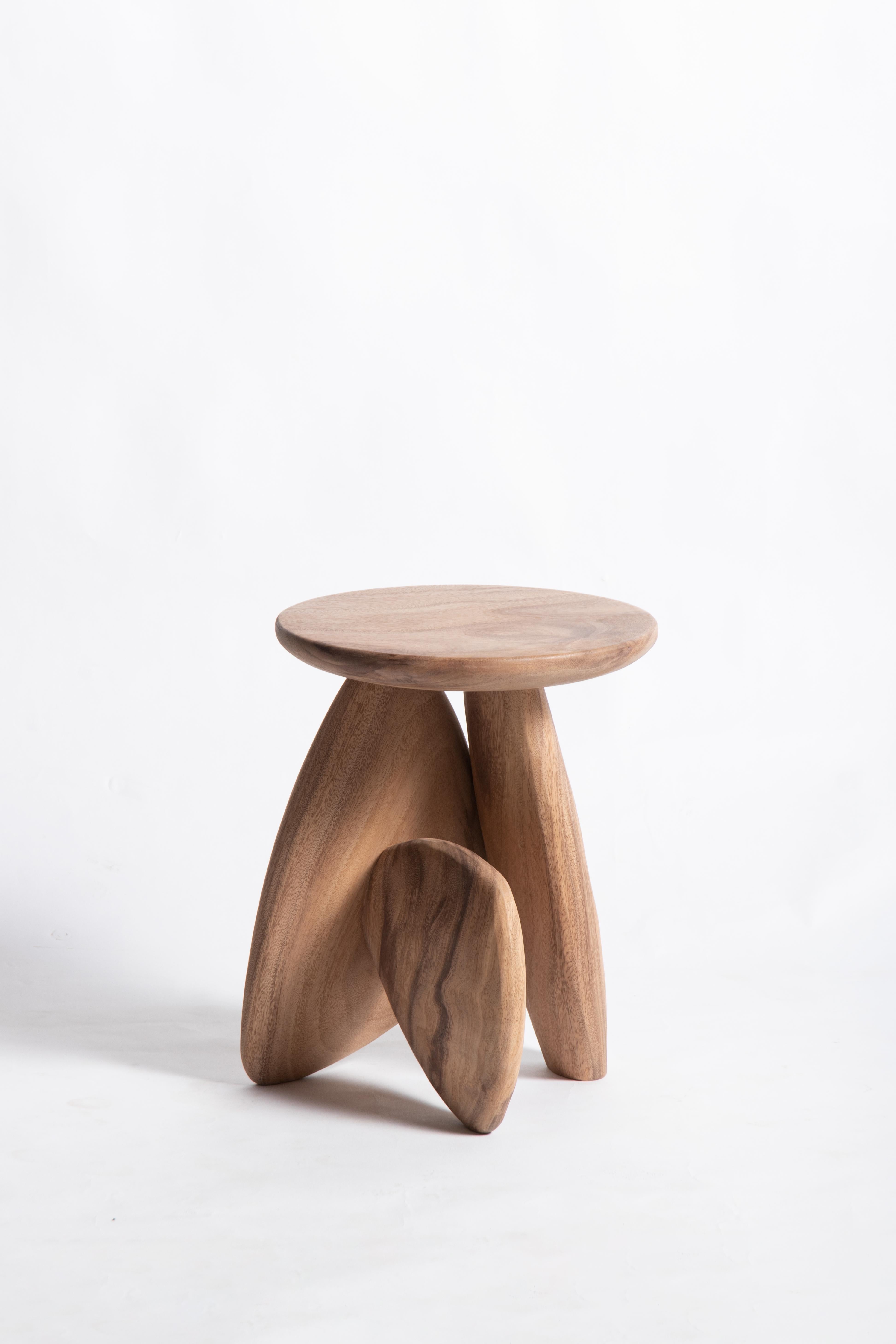 Mid-Century Modern Pebble Stool Type 01, Natural Light Acacia Wood For Sale
