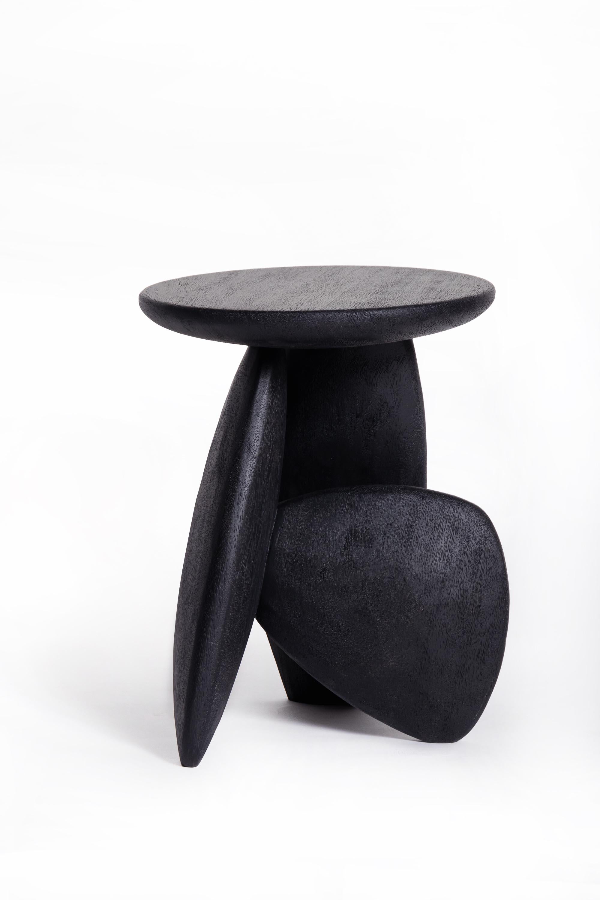 Pebble Stool Type 01, Rough Black Acacia Wood In New Condition For Sale In Chiangmai, TH