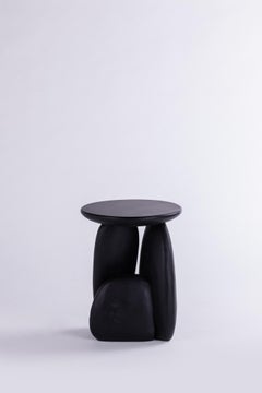 Pebble Stool Type 02, Charcoal Black Monkey Pod Wood