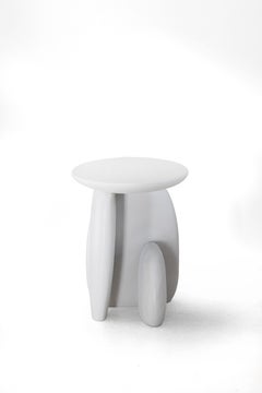 Pebble Stool Type 02, Cloud Grey Monkey Pod Wood